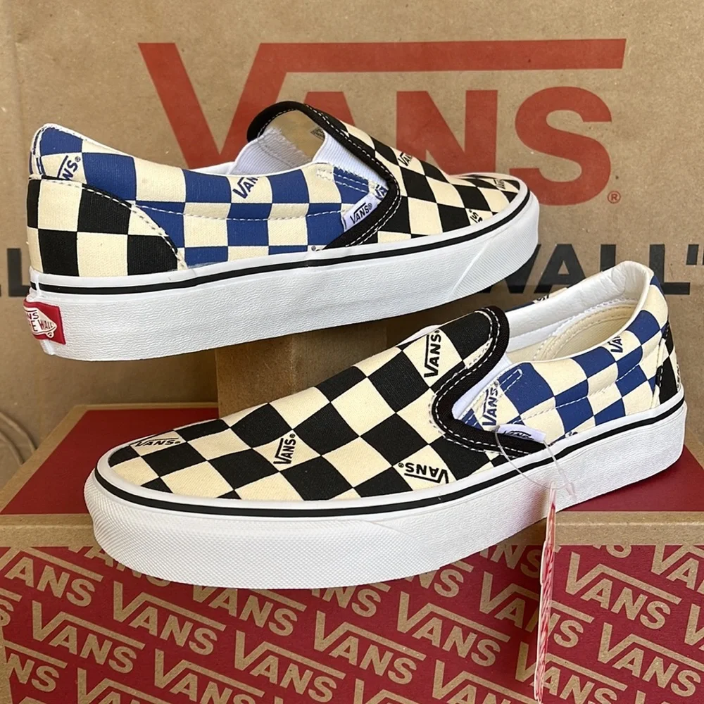 Vans Classic Slip On Big Check Black/Navy sneakers WMNS - Picture 9 of 16